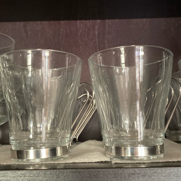 Bormioli  Rocco Oslo Glass Cappuccino Cups with Metal Handles - Picture 3 of 3